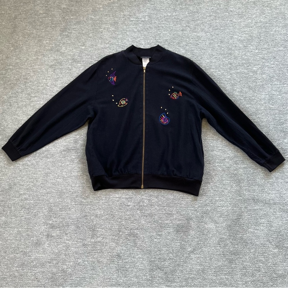 Vintage amyjess Whimsical Zip-Up Sealife Jacket